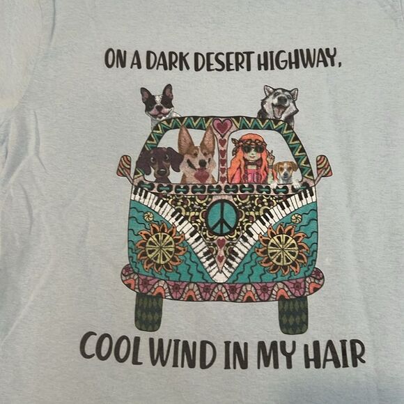 Light Blue szM SS tee “on a dark desert highway cool wind in my hair” EUC - Picture 1 of 6